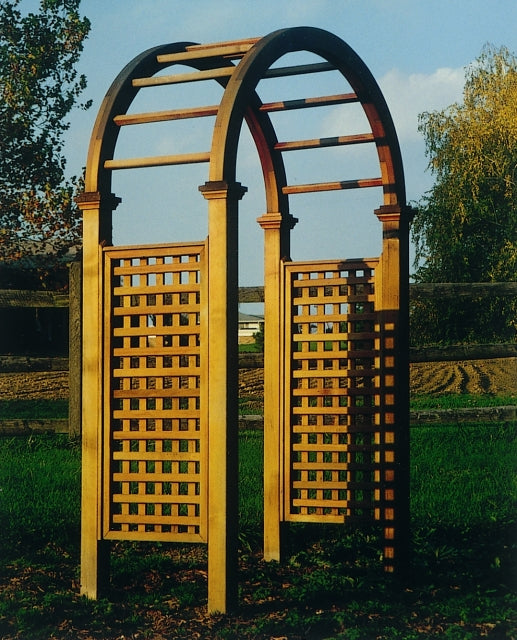 wood arched trellis Classic Cedar Garden Arbor with Lattice Panels 60" with Square Lattice Panels