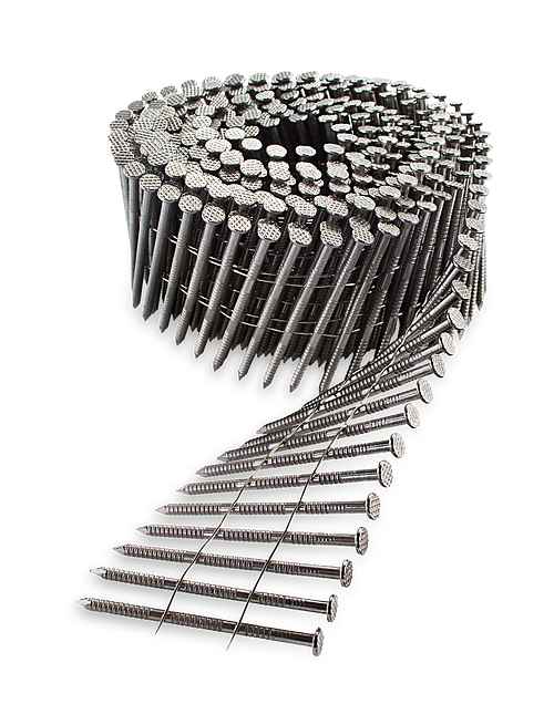 304 Stainless Steel 15 Degree Wire Coil Full Round Head Ring-Shank Painted Decking/Framing Nail