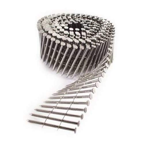 1 1/2" .090" 304 Stainless Steel 15 Degree Wire Coil Nails - 1500 Count