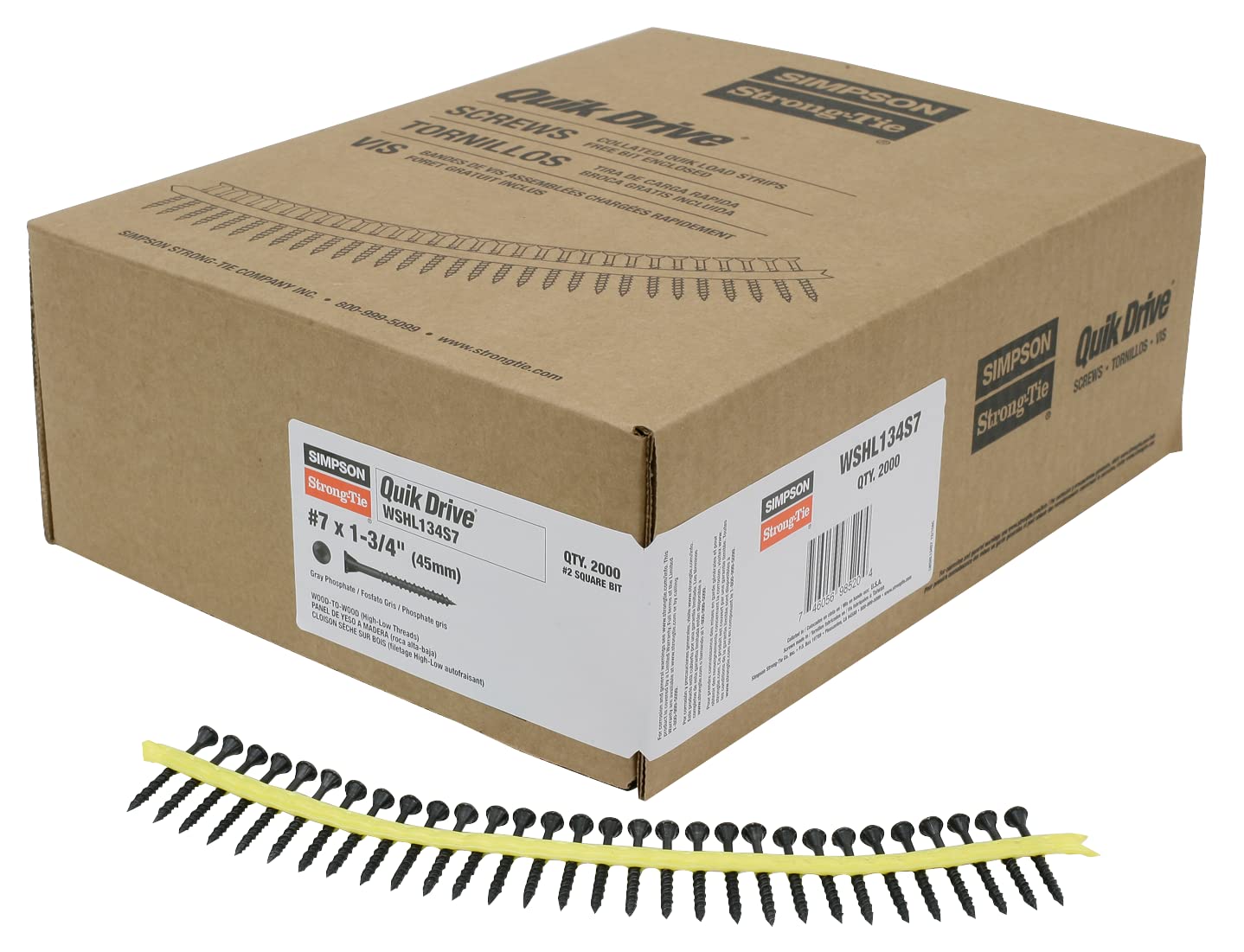 WSHL134S7 Simpson Strong-Tie 1-3/4" WHSL Collated Subfloor Screw Gray Phosphate Coated 2000-CT Carton