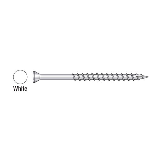 S07225FT1WH05 #7 2-1/4" Type 305 Stainless Steel 6 Lobe Drive Trim Head Screws Painted White - 5 Pound Box