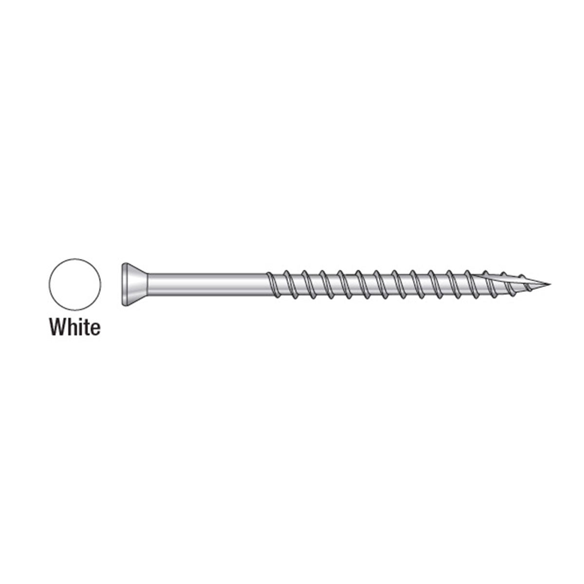 S07225FT1WH01 #7 2-1/4" Type 305 Stainless Steel 6 Lobe Drive Trim Head Screws Painted White - 1 Pound Box