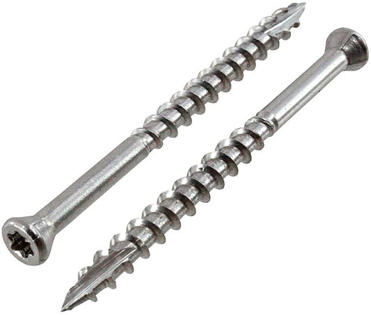 S07300FT5 #7 3" Stainless Steel 6 Lobe Drive Trim Head Screws - 5 Pound Box