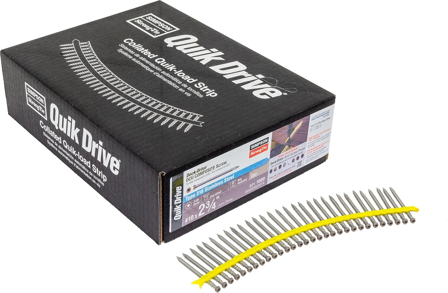 DCU234S316TN Simpson Strong-Tie 2-3/4" DCU Deck-Drive Collated Composite Screw Type 316 Stainless Steel Painted Tan 1000-CT Carton