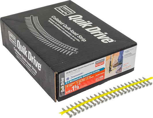 CB3BLG158S 1-5/8" C-3 Mechanically Galvanized Coated #10 Fiber-Cement Board Collated Screw 1500-CT Carton