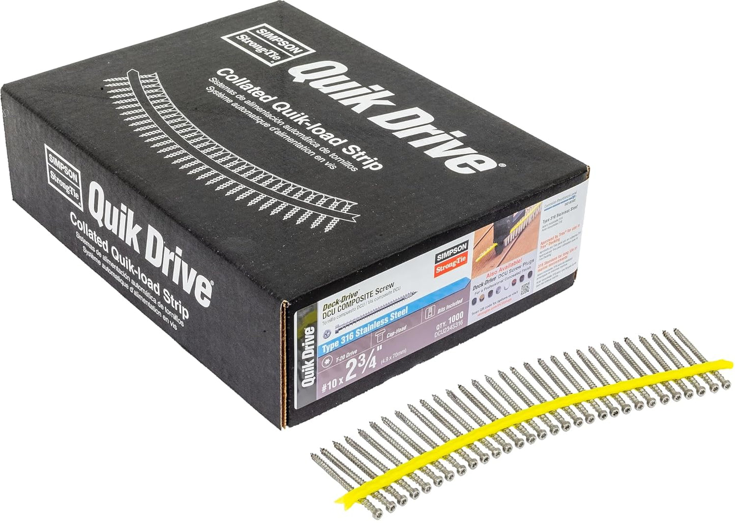 DCU234S316 Simpson Strong-Tie 2-3/4" DCU Deck-Drive Collated Composite Screw Type 316 Stainless Steel 1000-CT Carton