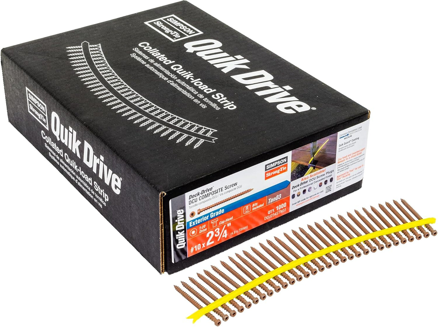 DCU234STN03 Simpson Strong-Tie 2-3/4" DCU Deck-Drive Collated Composite Screw Tan03 1000-CT Carton