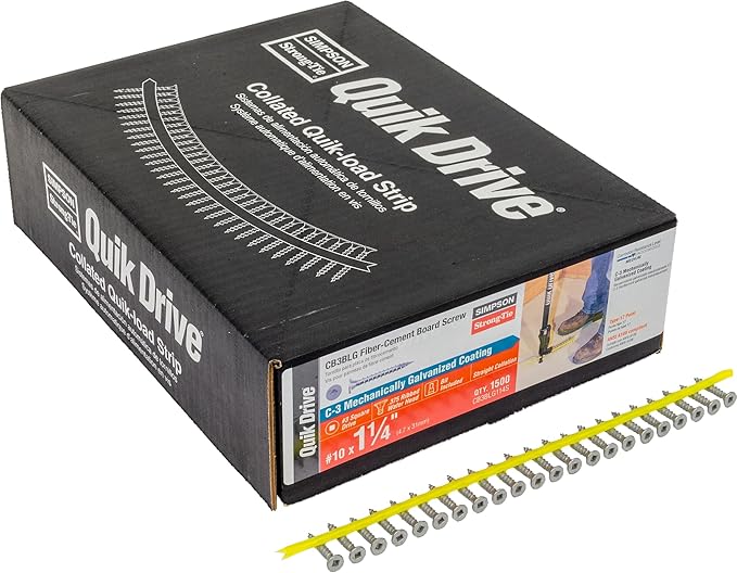 CB3BLG114S 1-1/4" C-3 Mechanically Galvanized Coated #10 Fiber-Cement Board Collated Screw 1500-CT Carton