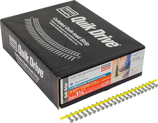 CB3BLG114S 1-1/4" C-3 Mechanically Galvanized Coated #10 Fiber-Cement Board Collated Screw 1500-CT Carton