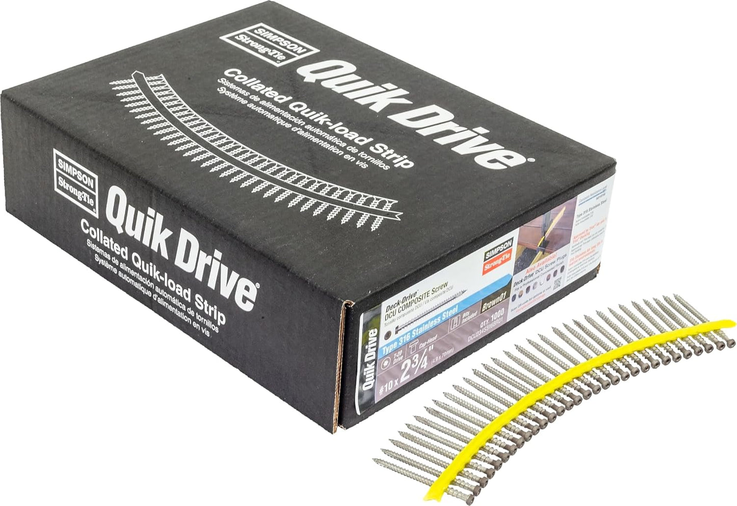 DCU234S316BR01 Simpson Strong-Tie 2-3/4" DCU Deck-Drive Collated Composite Screw Type 316 Stainless Steel Painted Brown 01 1000-CT Carton