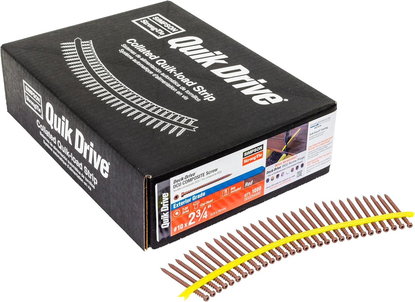 DCU234SRD Simpson Strong-Tie 2-3/4" DCU Deck-Drive Collated Composite Screw Red 1000-CT Carton