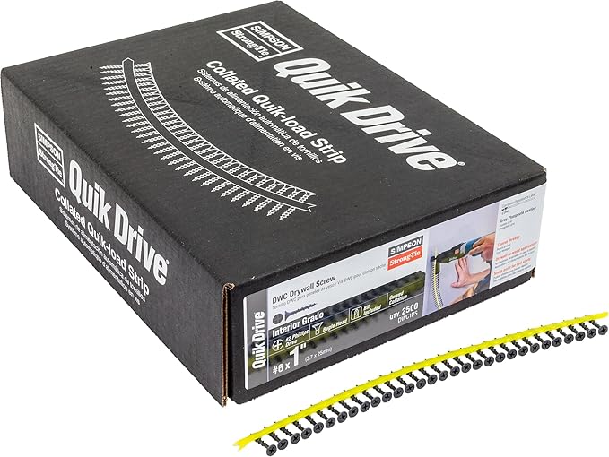 DWC1PS Simpson Strong-Tie 1" DWC Collated Drywall Screw Gray Phosphate Coated 2500-CT Carton