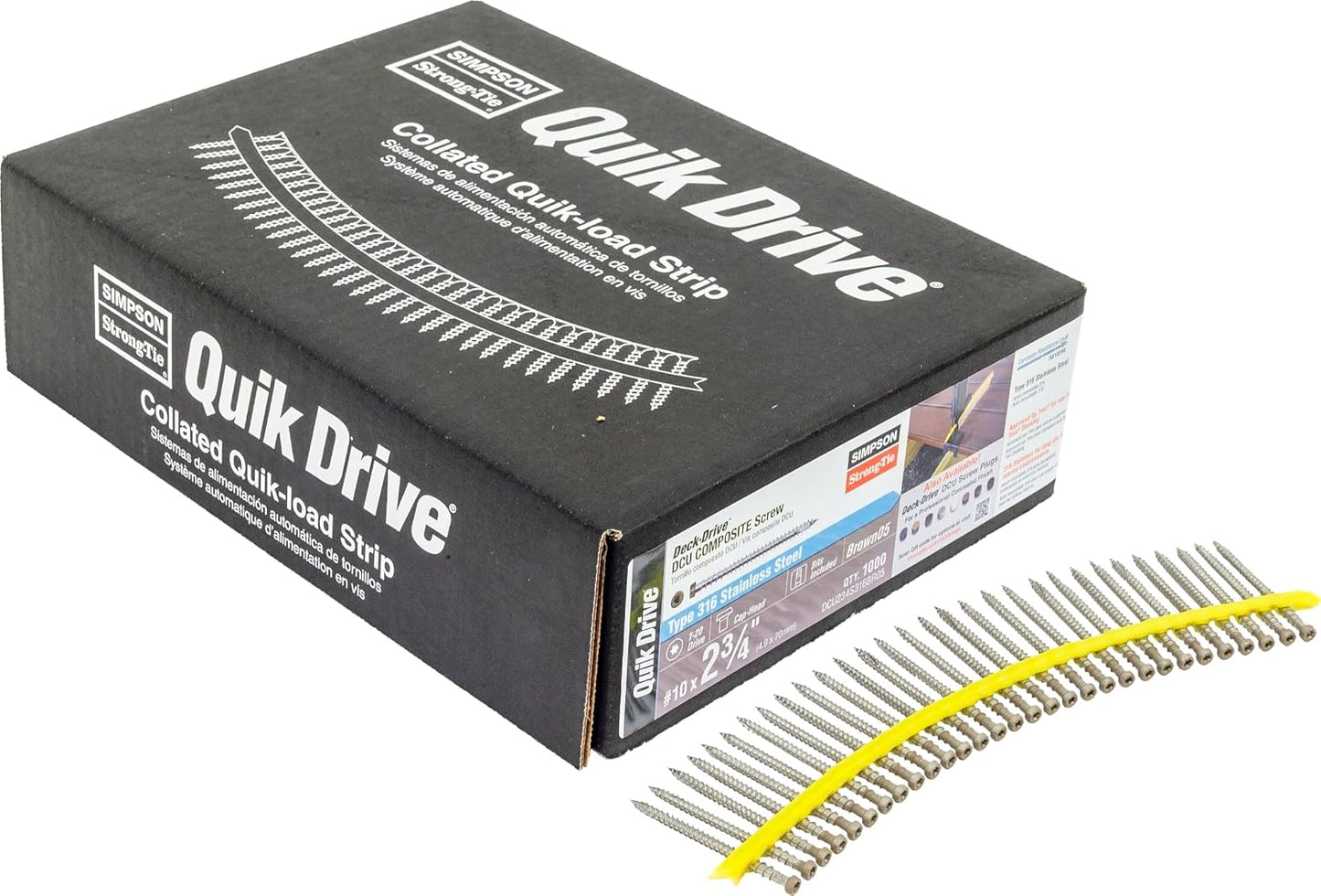 DCU234S316BR05 Simpson Strong-Tie 2-3/4" DCU Deck-Drive Collated Composite Screw Type 316 Stainless Steel Painted Brown 05 1000-CT Carton