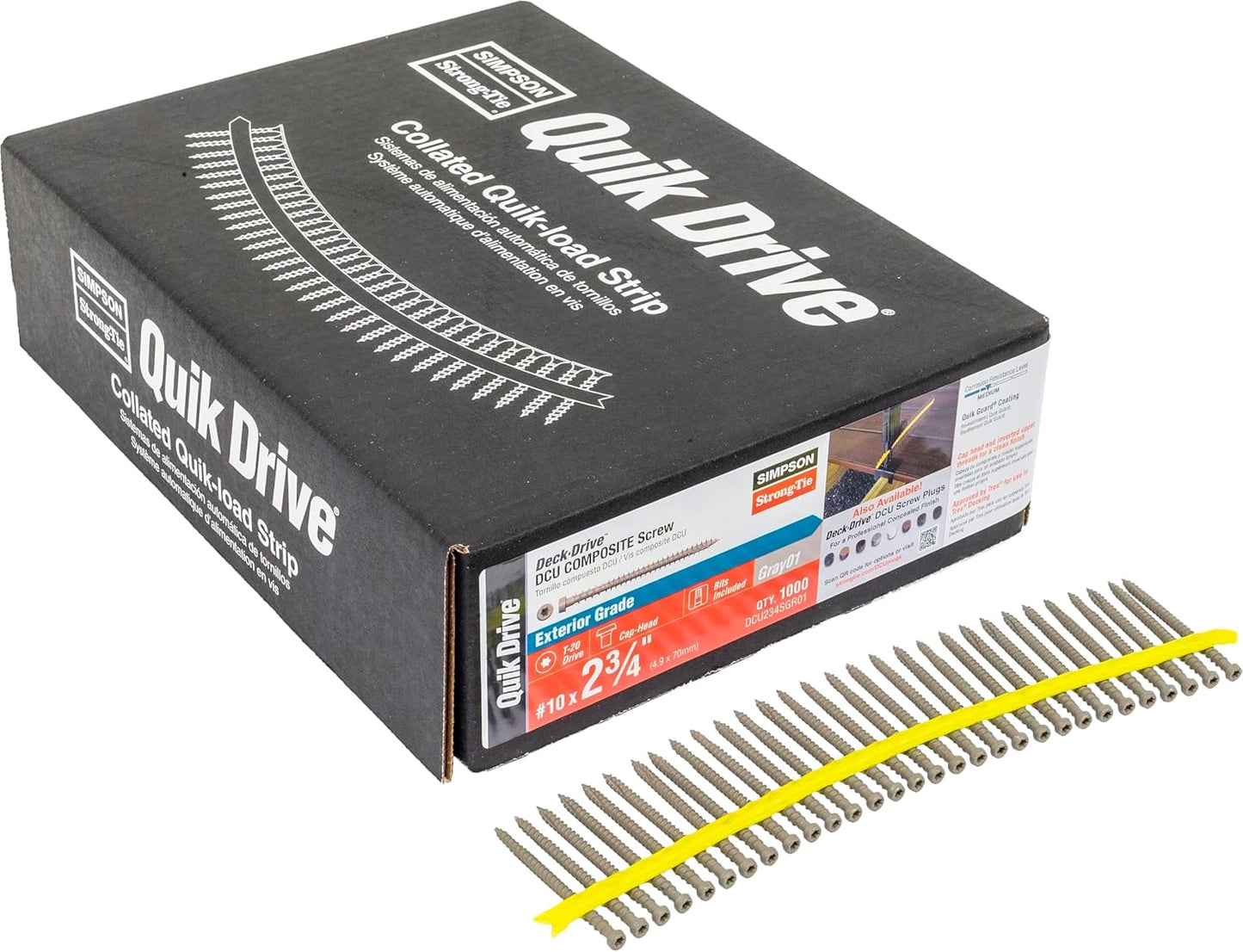 DCU234SGR01 Simpson Strong-Tie 2-3/4" DCU Deck-Drive Collated Composite Screw Gray01 1000-CT Carton