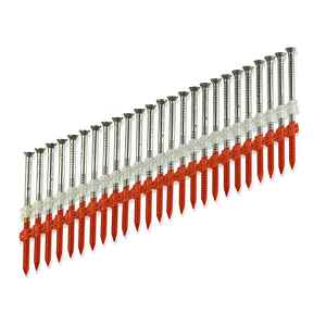 S11A237KDJ 2-3/8" .120" Type 304 Stainless Steel 20-22 Degree Plastic Strip Casing Head Ring Shank Framing Nails - 1000 Count