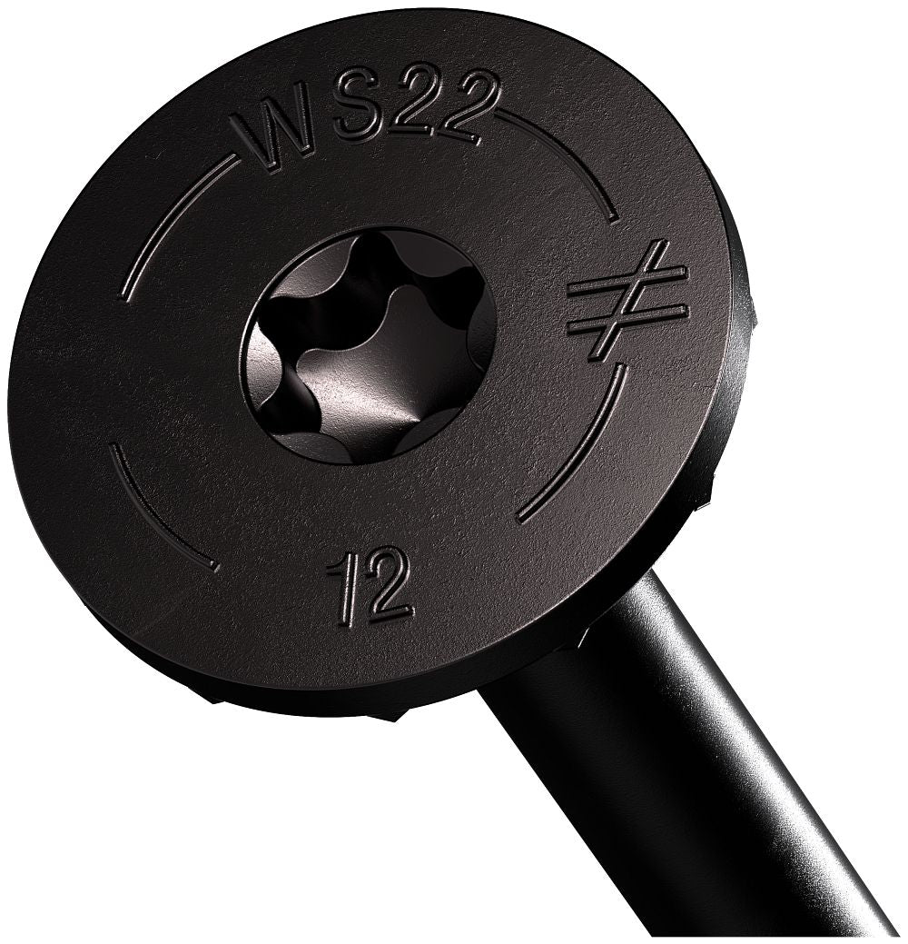 SDWS221200DBB .220" X 12" SDWS Timber Screw with Black Double Barrier Coating 250-CT Box with Bit