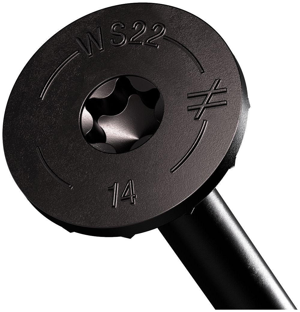 SDWS221400DBB .220" X 14" SDWS Timber Screw with Black Double Barrier Coating 250-CT Box with Bit