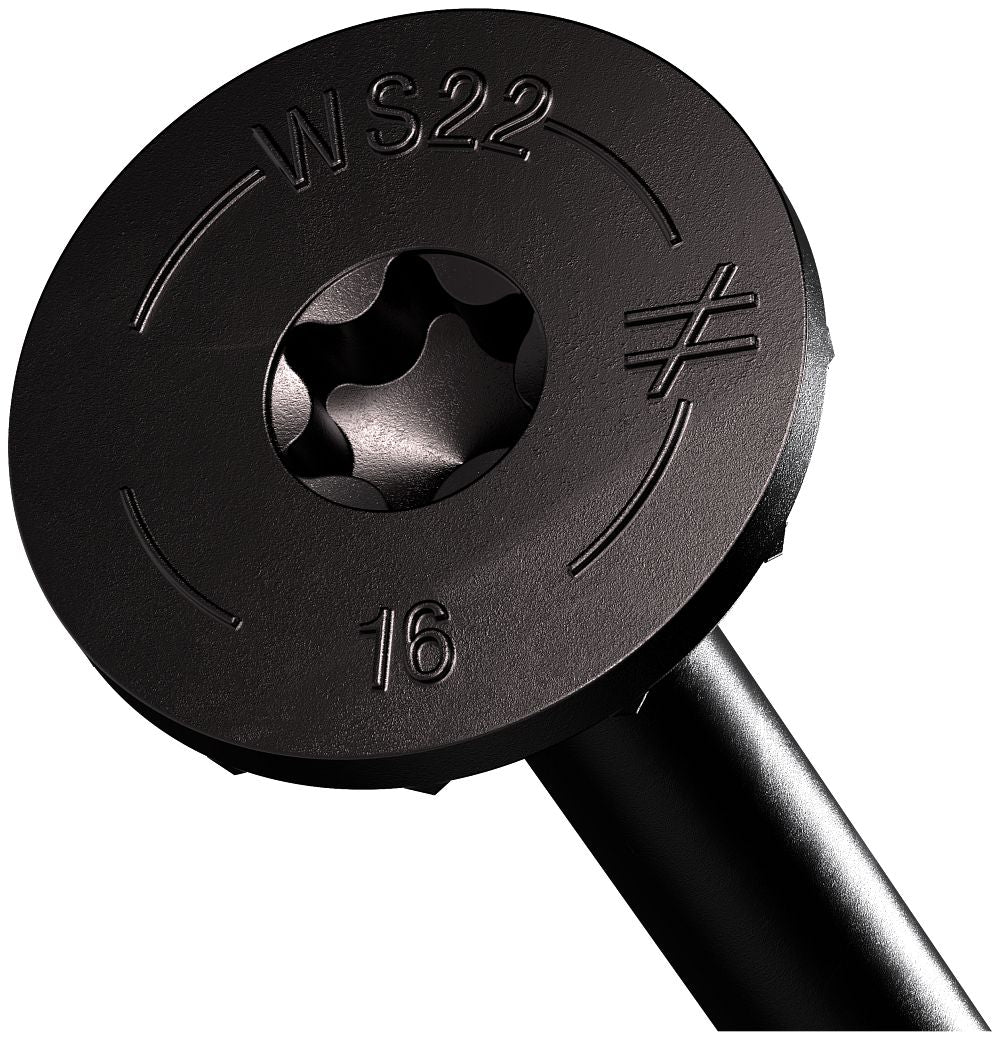 SDWS221600DBB .220" X 16" SDWS Timber Screw with Black Double Barrier Coating 250-CT Box with Bit