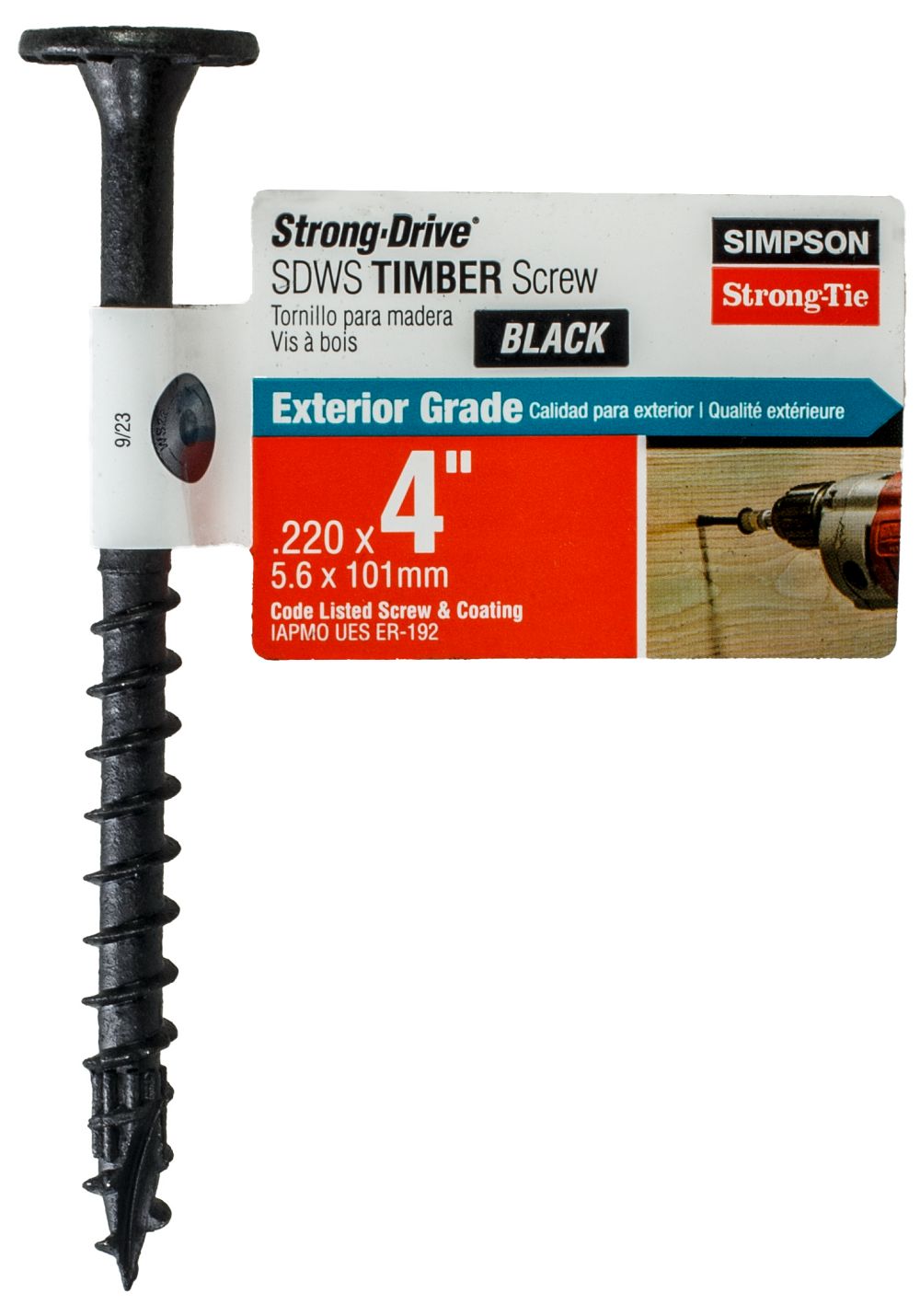 SDWS22400DBB-RP1 .220" X 4" SDWS Timber Screw with Black Double Barrier Coating Individual Screw