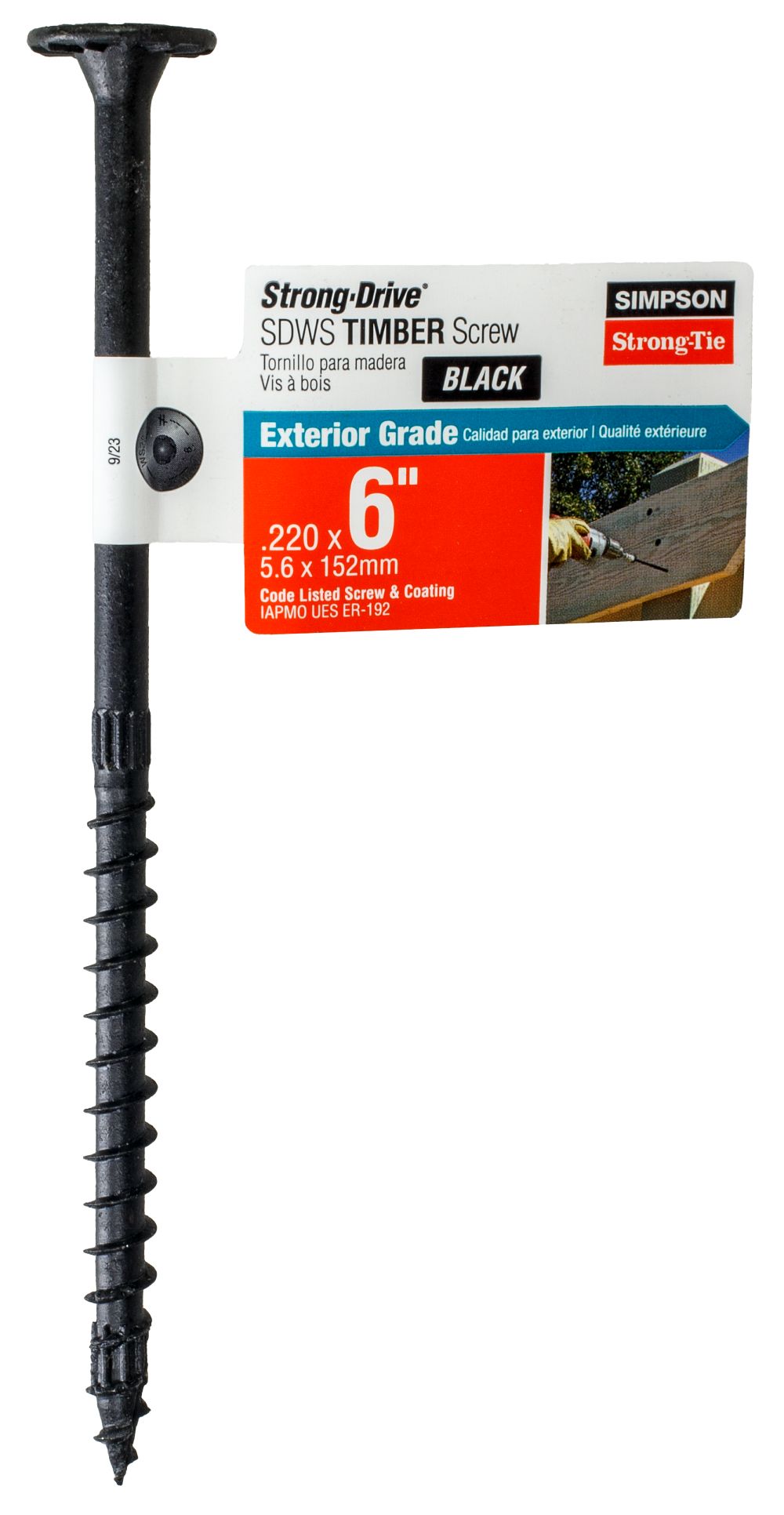 SDWS22600DBB-RP1 .220" X 6" SDWS Timber Screw with Black Double Barrier Coating Individual Screw (Copy)