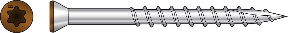 #7 X 2-1/4" Type 316 Stainless Steel T15 6-Lobe Drive Trim Head Screw Painted 350-CT Box with Bit