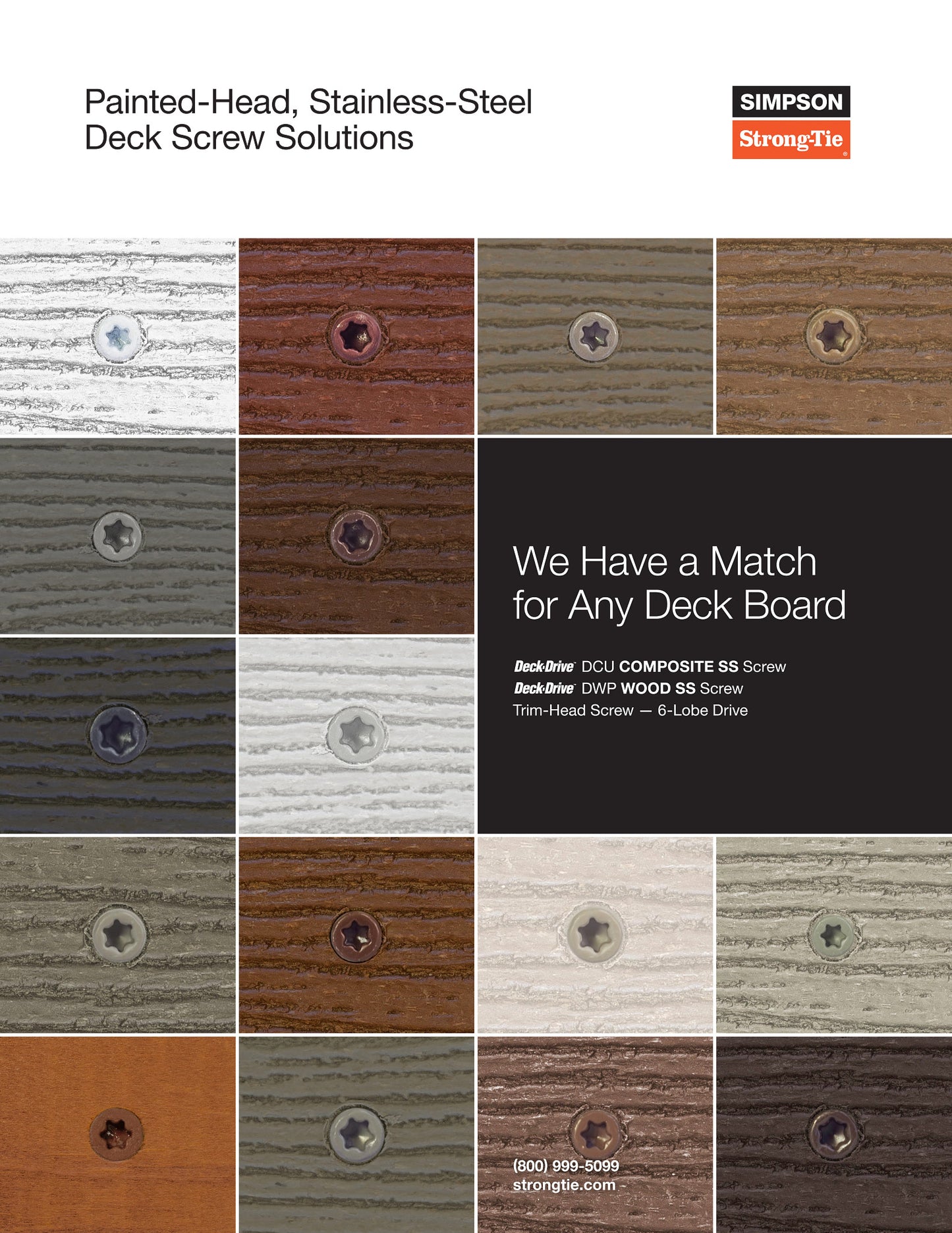 #7 X 2-1/4" Type 316 Stainless Steel T15 6-Lobe Drive Trim Head Screw Painted 350-CT Box with Bit