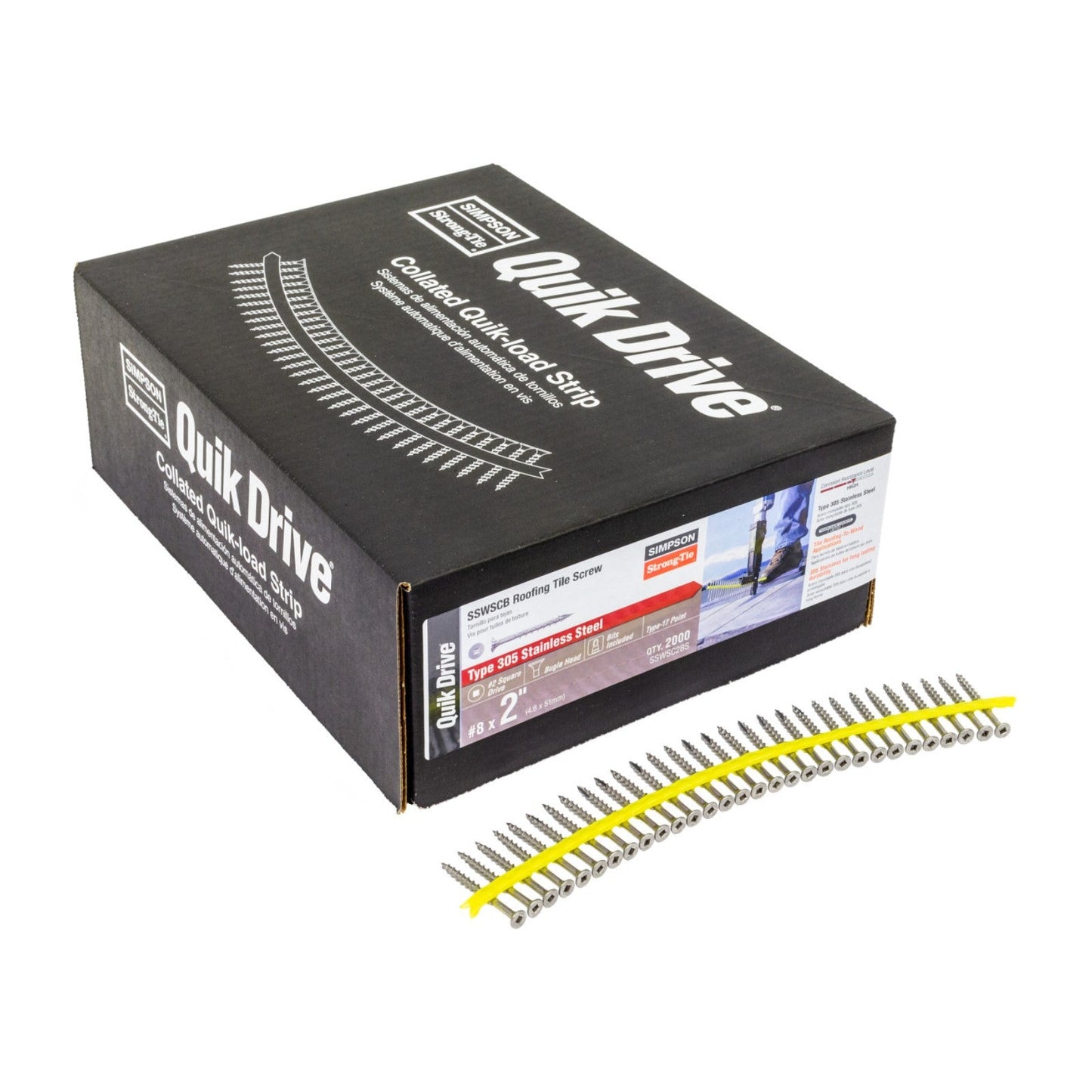 SSWSC2BS Type 305 Stainless Steel 2" Quik Drive Collated Roofing Tile Screw 2000-CT Carton
