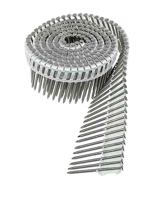 .092" 304 Stainless Steel 15 Degree Inserted Plastic Coil Nails
