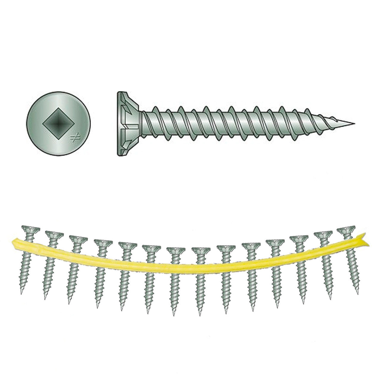 CB3BLGHL114S 1-1/4" C-3 Mechanically Galvanized Coated #9 Cement Board Collated Screw 1500-CT Carton