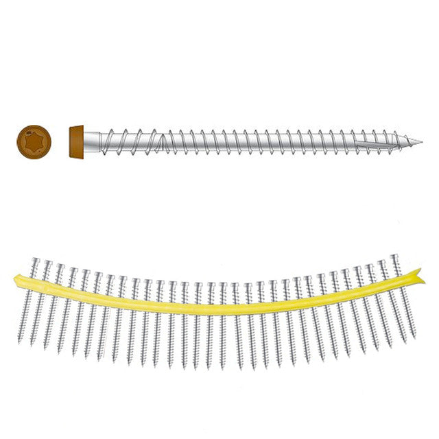DCU234S316TN01 Simpson Strong-Tie 2-3/4" DCU Deck-Drive Collated Composite Screw Type 316 Stainless Steel Painted Tan01 1000-CT Carton