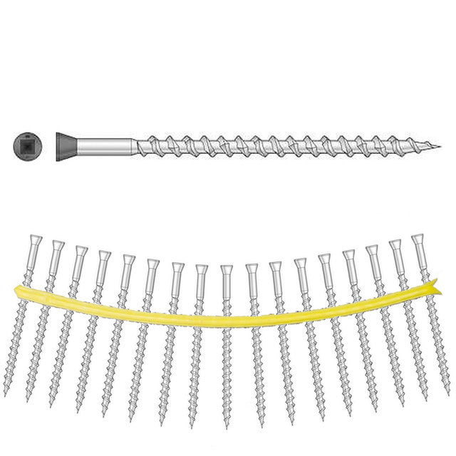 DTH212S305GR04 Type 305 Stainless Steel 2-1/2" Sharp-Point Quik Drive Collated Trim-Head Screw 1000-CT Carton Painted Gray 04