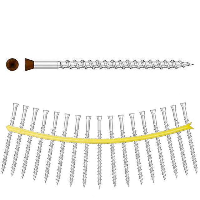 DTH212S305RD01 Type 305 Stainless Steel 2-1/2" Sharp-Point Quik Drive Collated Trim-Head Screw 1000-CT Carton Painted Red 01