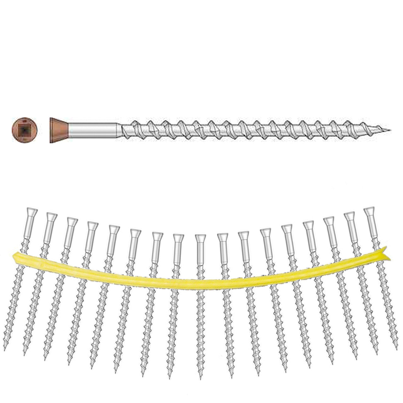 DTH212S305TN03 Type 305 Stainless Steel 2-1/2" Sharp-Point Quik Drive Collated Trim-Head Screw 1000-CT Carton Painted Tan 03