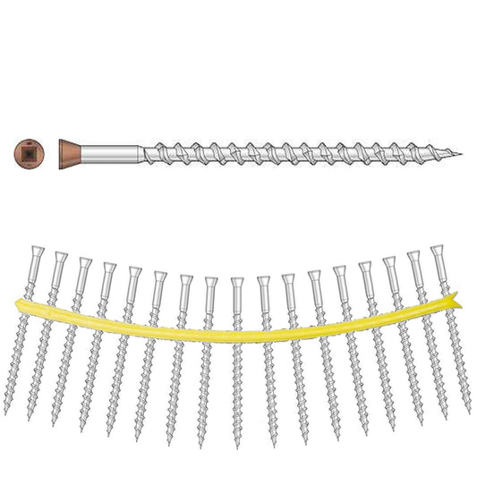 DTH212S305TN03 Type 305 Stainless Steel 2-1/2" Sharp-Point Quik Drive Collated Trim-Head Screw 1000-CT Carton Painted Tan 03