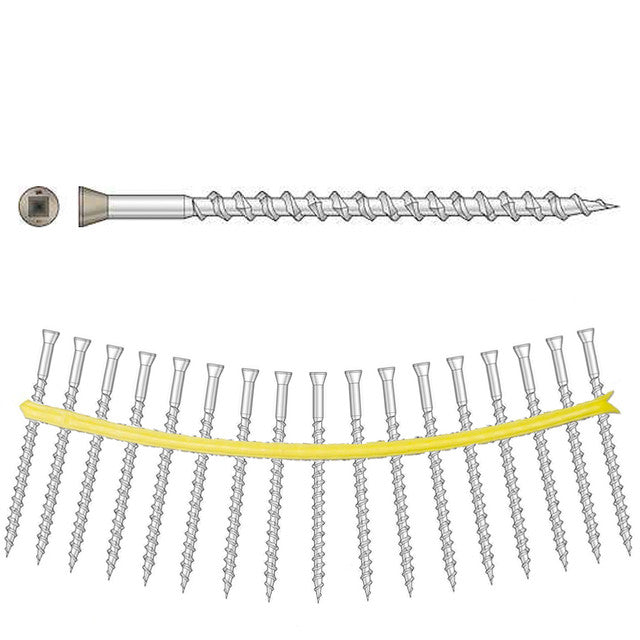 DTH212S305TN Type 305 Stainless Steel 2-1/2" Sharp-Point Quik Drive Collated Trim-Head Screw 1000-CT Carton Painted Tan
